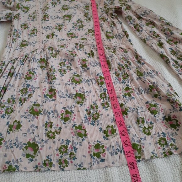 Matilda Jane Women's Size M Pink Floral Like A Lady Bohemian Crochet Tunic Top - Picture 11 of 12